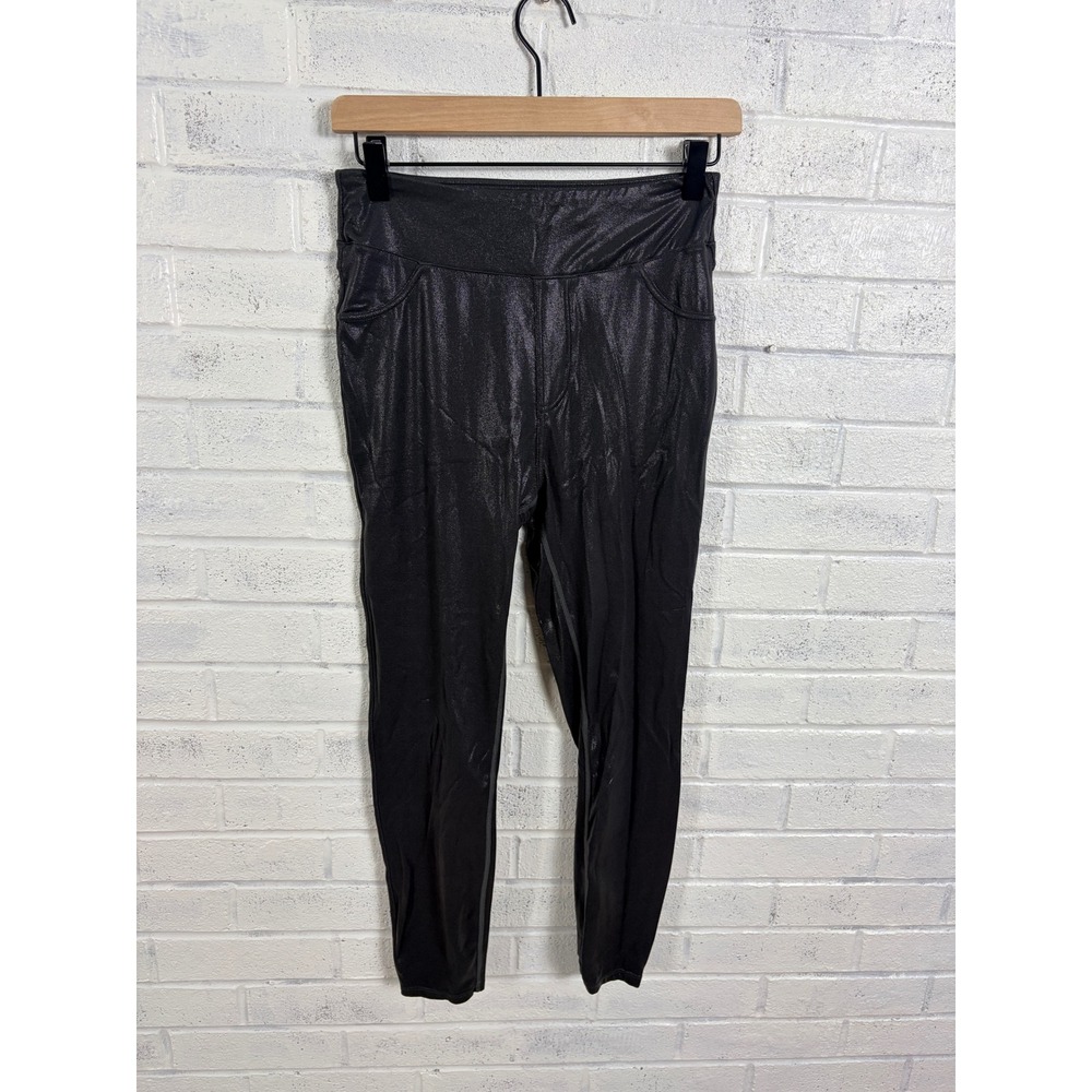 Halara Metallic Leggings Womens M Black High Waisted Shimmer Pants